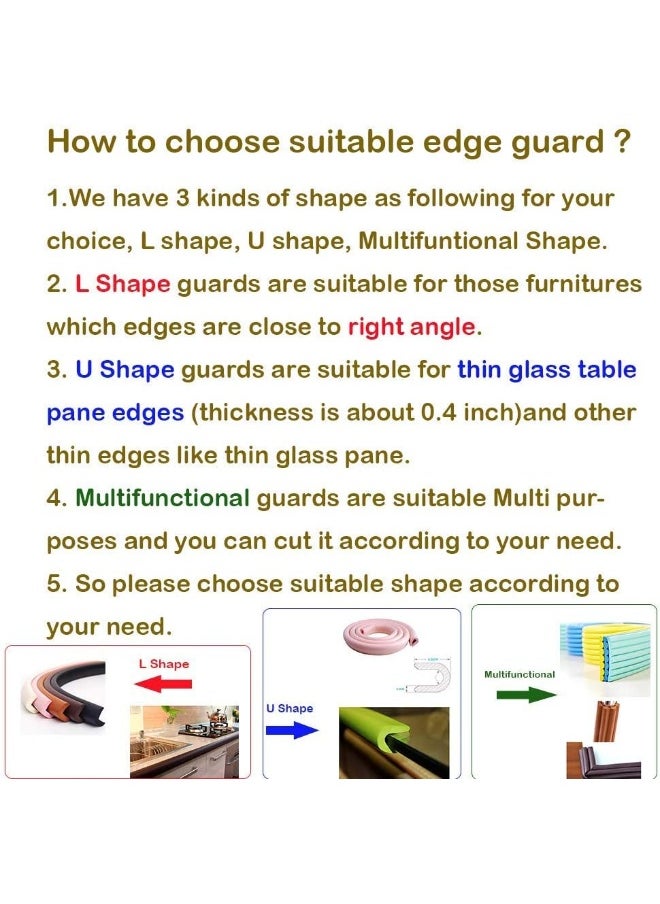 M2cbridge U Shape Extra Thick Furniture Table Edge Protectors Foam Baby Safety Bumper Guard 6.5 Ft (Pink)