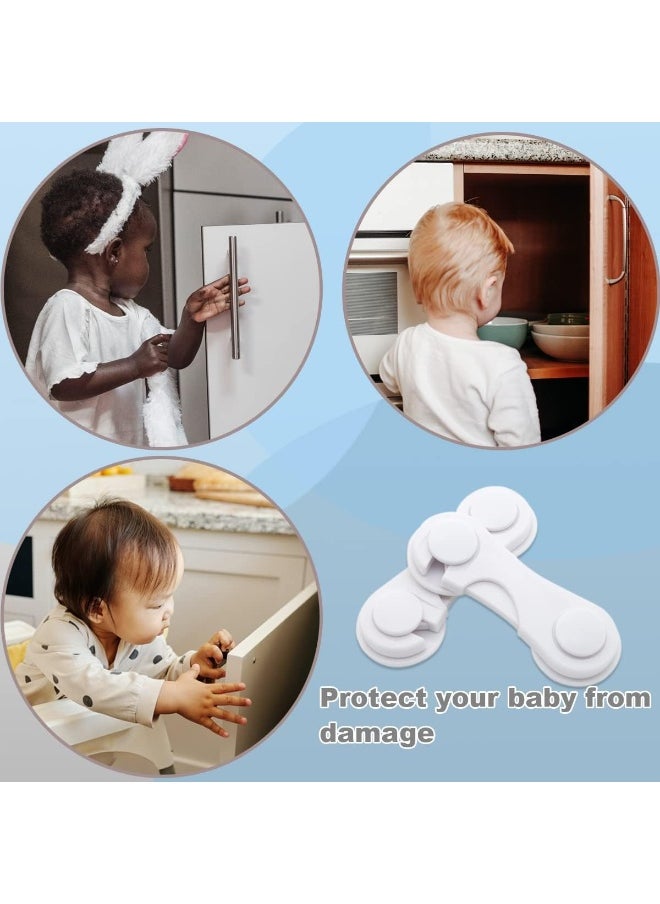 Cabinet Door Locks for Baby Proof and Child Safety, Pack Cabinet Locks with Adhesive for Drawer Cupboards Fridge Oven Closet and Pantry, Childproof Door Latch for Toddler and Infant (White 10PCS)