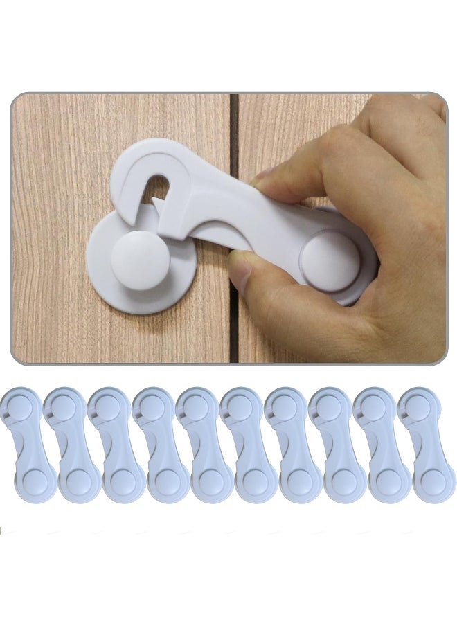Cabinet Door Locks for Baby Proof and Child Safety, Pack Cabinet Locks with Adhesive for Drawer Cupboards Fridge Oven Closet and Pantry, Childproof Door Latch for Toddler and Infant (White 10PCS)