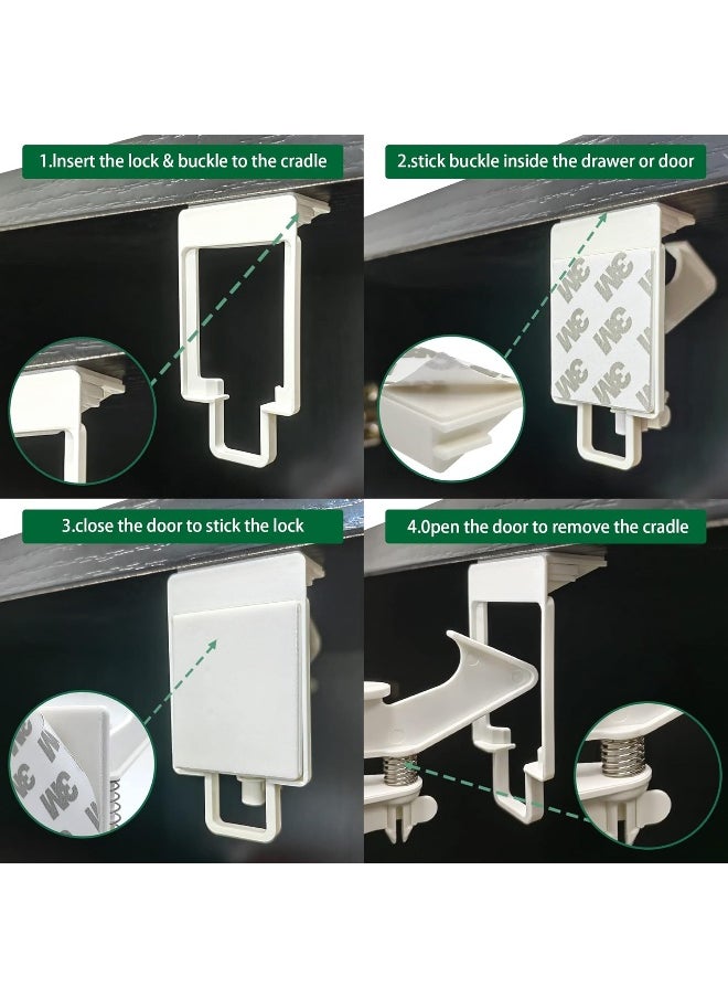 vmaisi Cabinet Locks Child Safety Latches - 12 Pack Baby Proofing Cabinets Drawer Lock with Adhesive Easy Installation - No Drilling or Extra Screws Fixed