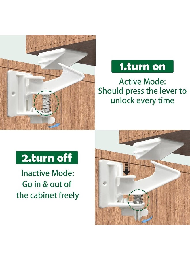 vmaisi Cabinet Locks Child Safety Latches - 12 Pack Baby Proofing Cabinets Drawer Lock with Adhesive Easy Installation - No Drilling or Extra Screws Fixed