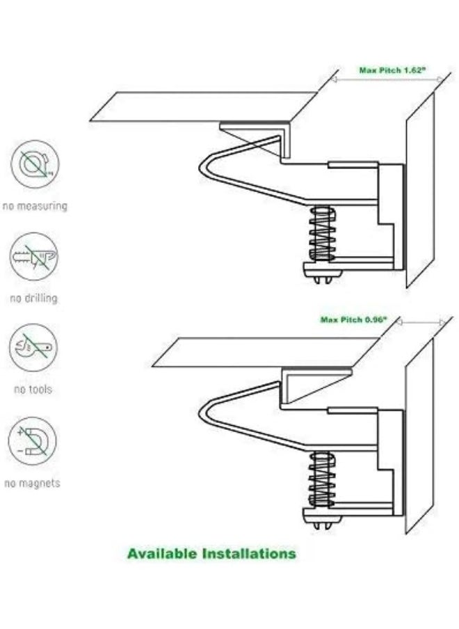 vmaisi Cabinet Locks Child Safety Latches - 12 Pack Baby Proofing Cabinets Drawer Lock with Adhesive Easy Installation - No Drilling or Extra Screws Fixed
