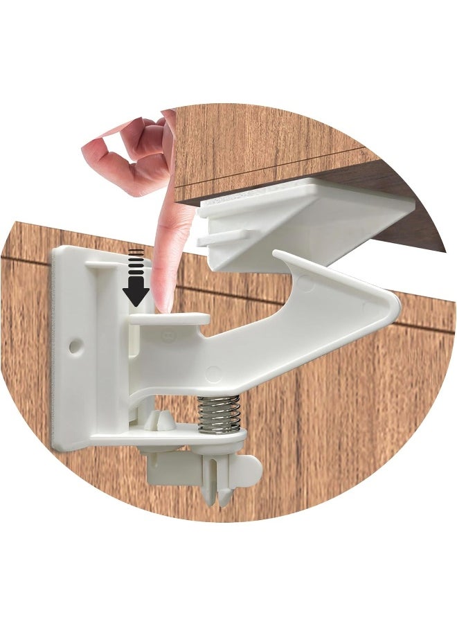 vmaisi Cabinet Locks Child Safety Latches - 12 Pack Baby Proofing Cabinets Drawer Lock with Adhesive Easy Installation - No Drilling or Extra Screws Fixed