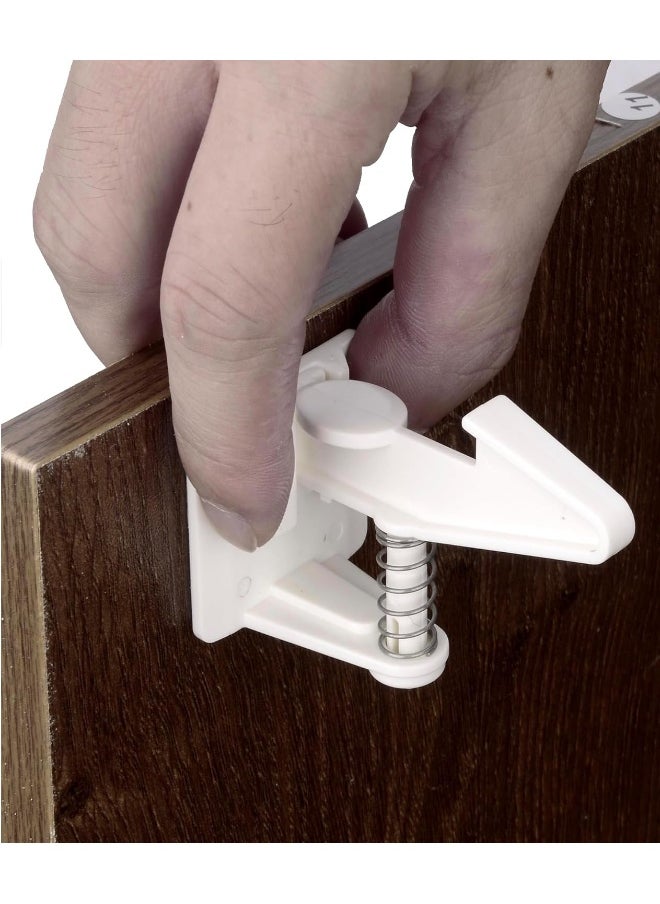 vmaisi Cabinet Locks Child Safety Latches - 12 Pack Baby Proofing Cabinets Drawer Lock with Adhesive Easy Installation - No Drilling or Extra Screws Fixed