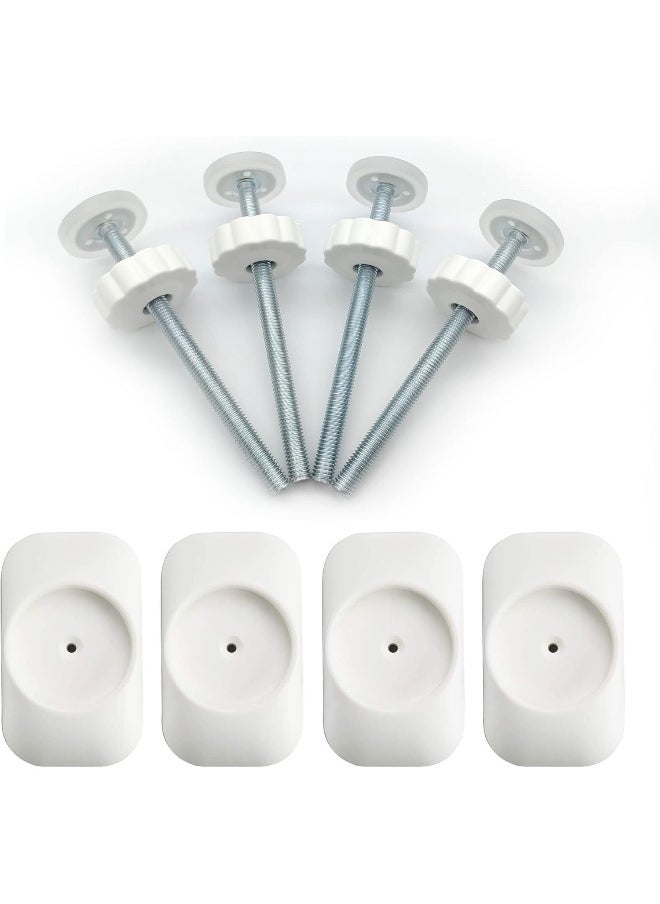 vmaisi Baby Gate Extender Extension-4 Pack Baby and Pet Safety Stair Gate Threaded Spindle Rods Replacement Parts Bundle with Wall Protector (Round-White-4 Pack)