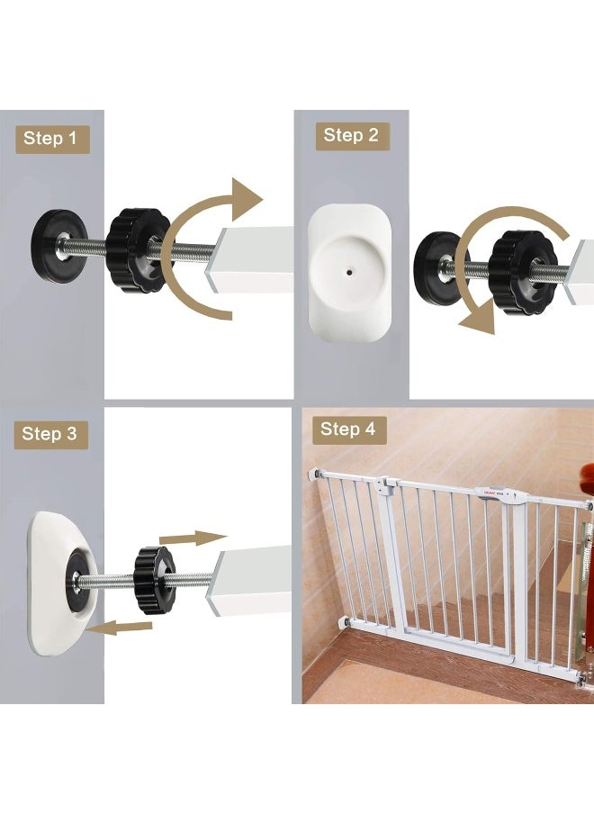 vmaisi Baby Gate Extender Extension-4 Pack Baby and Pet Safety Stair Gate Threaded Spindle Rods Replacement Parts Bundle with Wall Protector (Round-White-4 Pack)