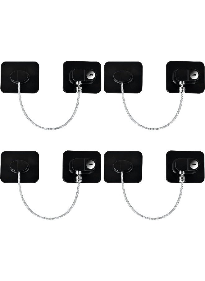 YEYA Refrigerator Lock, Baby Proof Cabinet Locks with Keys, Child Safety Locks for Cabinets 4 Pack