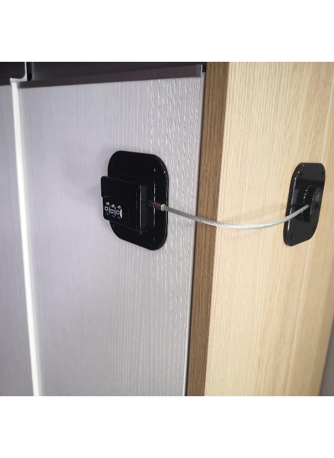 YEYA Baby Proofing Cabinet Lock with Large Adhesive Plates, No Screw No Drill Door Locks for Kids Safety, Keyless Child Safety Strap Locks, Drawer Locks, Fridge Lock Combination (Black 1 Pack)