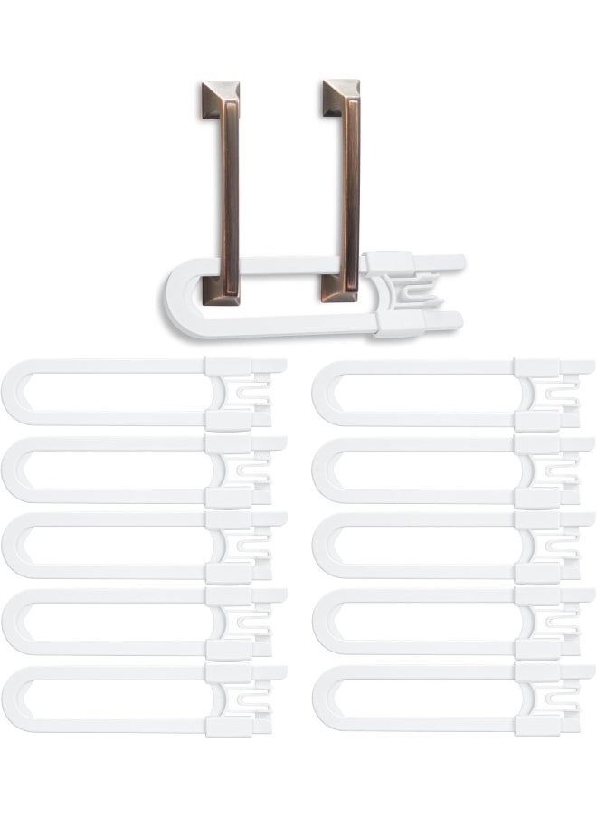 Vmaisi 10 Pack Baby Sliding Cabinet Locks - Adjustable U Shaped Child Safety Locks, Childproof Latches for Kitchen Bathroom Storage Cupboards Doors, Handles and Knobs