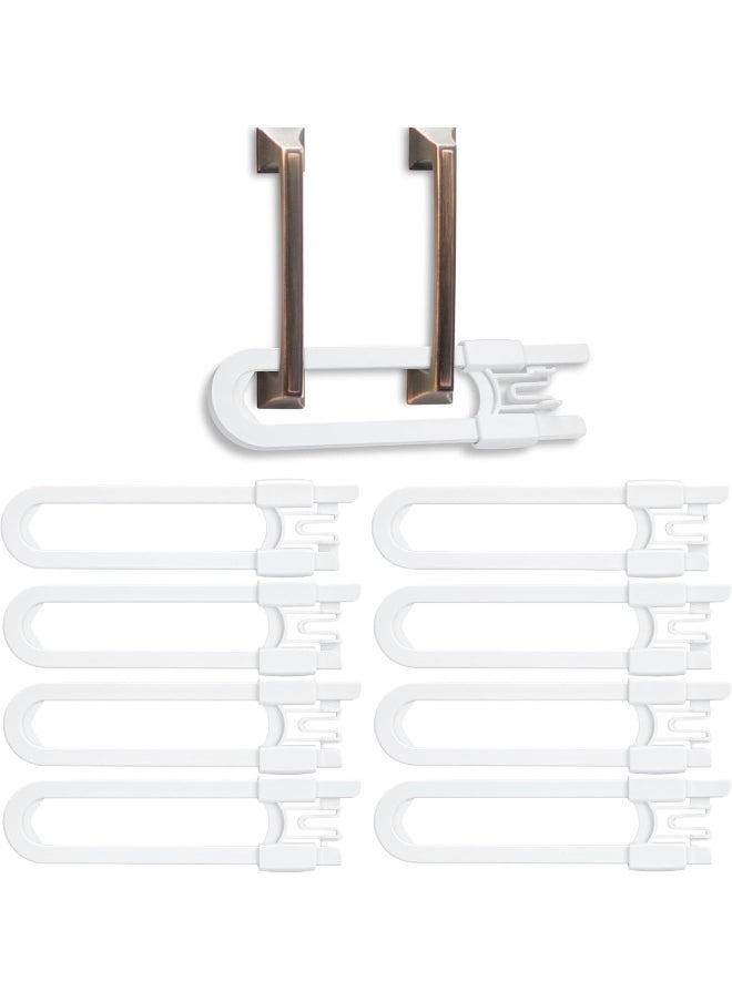 Vmaisi 8 Pack Baby Sliding Cabinet Locks - Adjustable U Shaped Child Safety Locks, Childproof Latches for Kitchen Bathroom Storage Cupboards Doors, Handles and Knobs