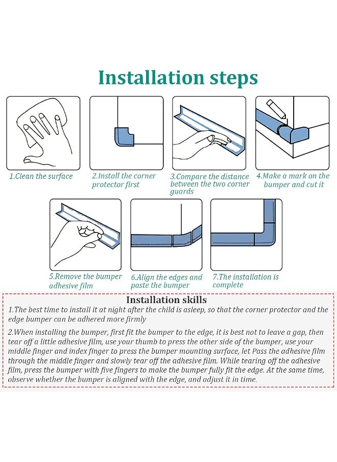 Fozobaiy Corner Guards, Milky White(4 Corner&6.5ft Safety Bumpers), FURNITURE_EDGE_BUMPER, Protects Babies from Sharp Furniture Corners
