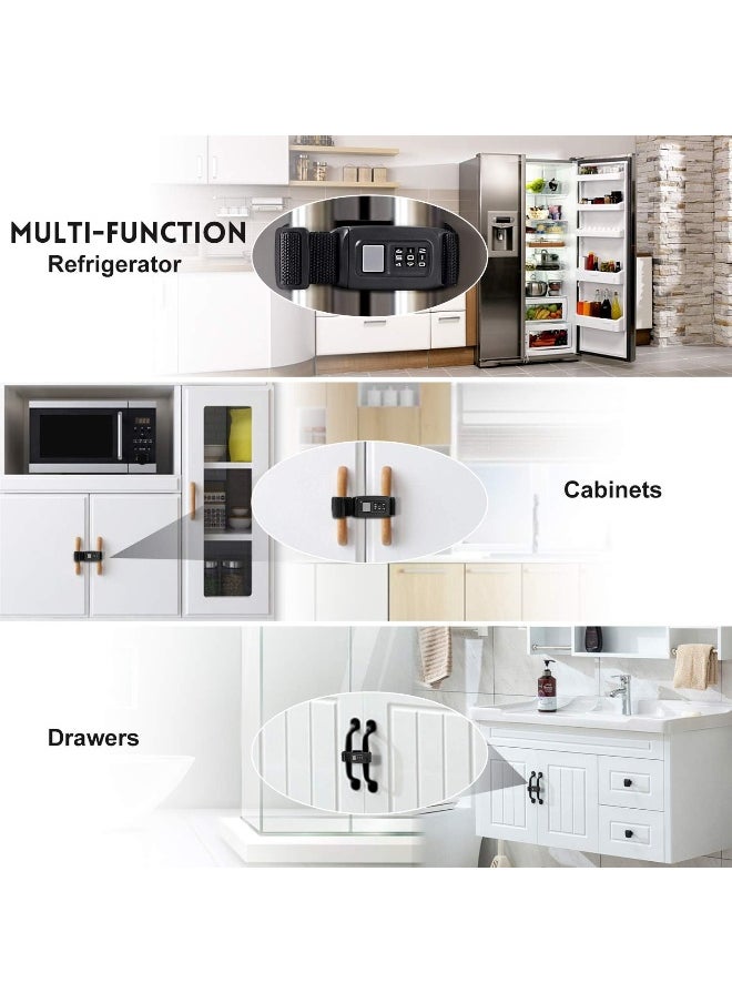 Child Safety Refrigerator Door Lock, Baby Kids Multi-Functional Cabinets Latches, Fit Closed Handle Cabinets, Fridge, Kitchen, Oven (Regular)
