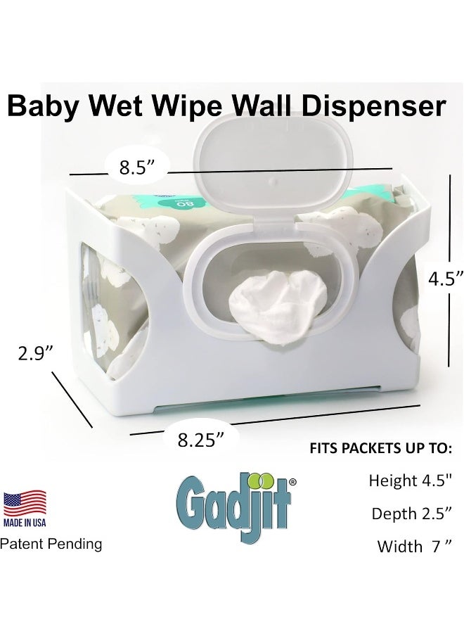 Gadjit Wet Wipes-Baby Wipe Wall Dispenser (2 Pack-WHITE)