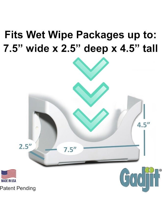 Gadjit Wet Wipes-Baby Wipe Wall Dispenser (2 Pack-WHITE)