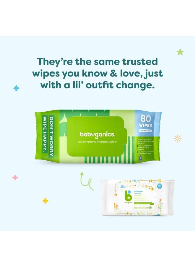 Babyganics Baby Wipes, Unscented Diaper Wipes, 240 Count, (3 Packs of 80), Non-Allergenic and formulated with Plant Derived Ingredients
