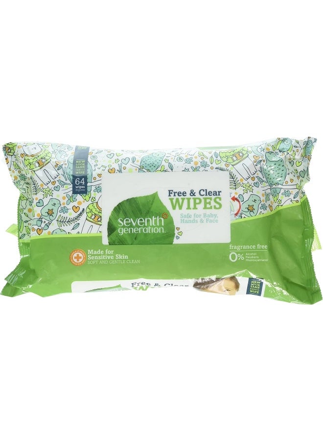 Seventh Generation Baby Wipes Free & Clear 64 Ct