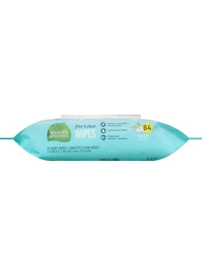 Seventh Generation Baby Wipes, 64 Count
