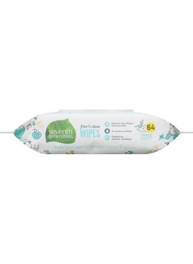 Seventh Generation Baby Wipes, 64 Count