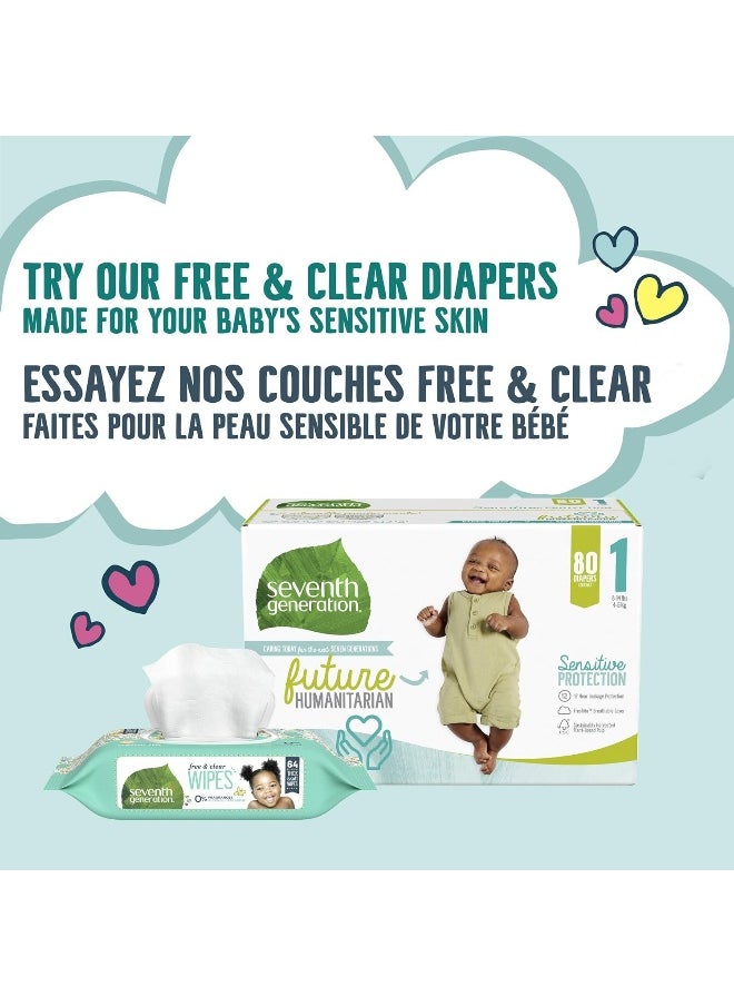 Seventh Generation Baby Wipes, 64 Count