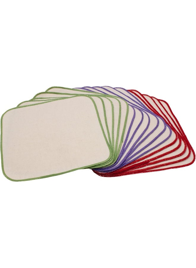 OsoCozy Flannel Baby Wipes - Reusable And Washable - 15 Pack (Unbleached)
