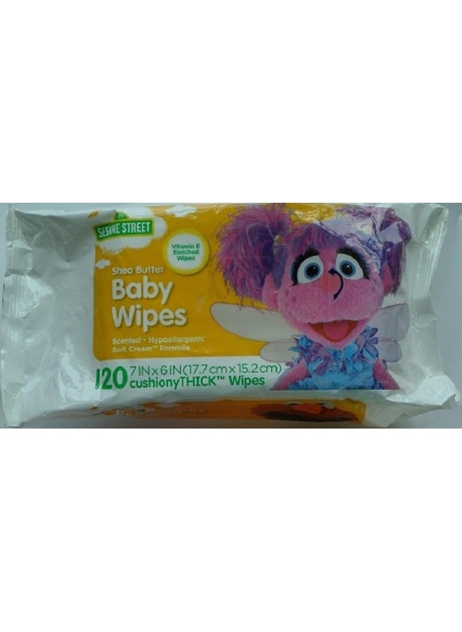 Sesame Street Shea Butter Baby Wipes, 120 Count, White, Large