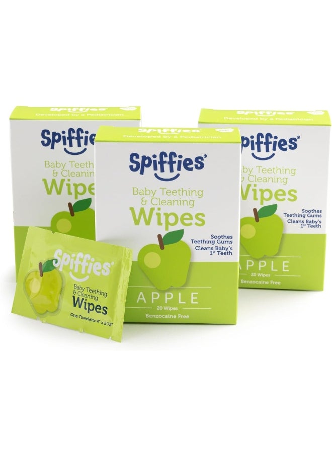 Spiffies ToothWipes Tooth Wipes, Apple Flavor (Pack of 60)
