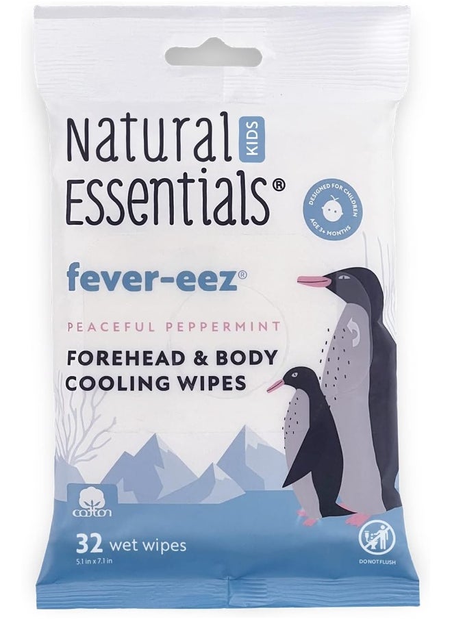 Natural Essentials Fever-eez Cool Care Forehead and Body Cooling Wipes for Kids and Babies