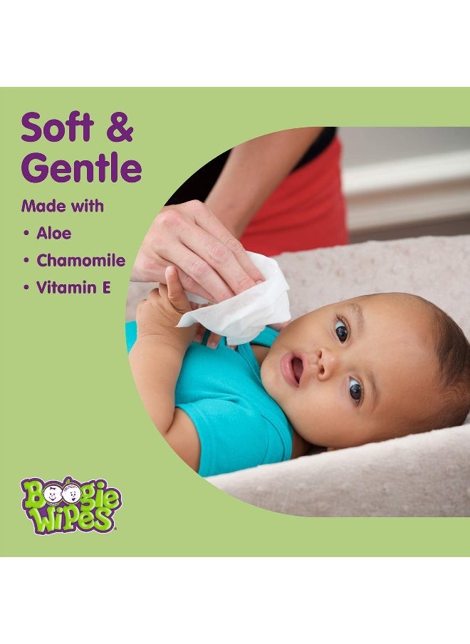 Baby Wipes by Boogie Wipes, Wet Wipes for Face, Hand, Body & Nose, Made with Vitamin E, Aloe, Chamomile and Natural Saline, Grape Scent, 30 Count, Pack of 12