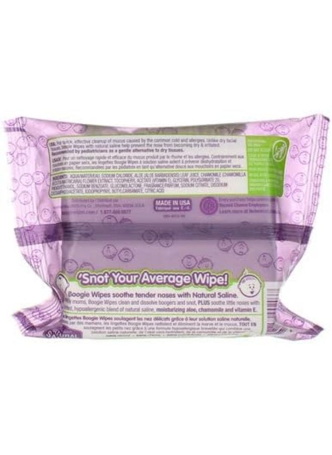 Boogie Gentle Saline Wipes for Little Noses, Great Grape 30 Each (Pack of 2)