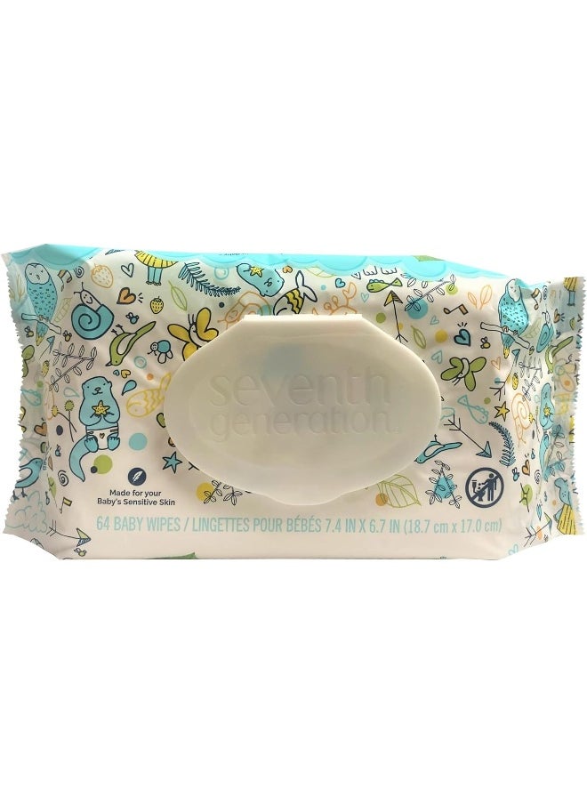 Seventh Generation Free & Clear Baby Wipes 64 ea (Pack of 4)