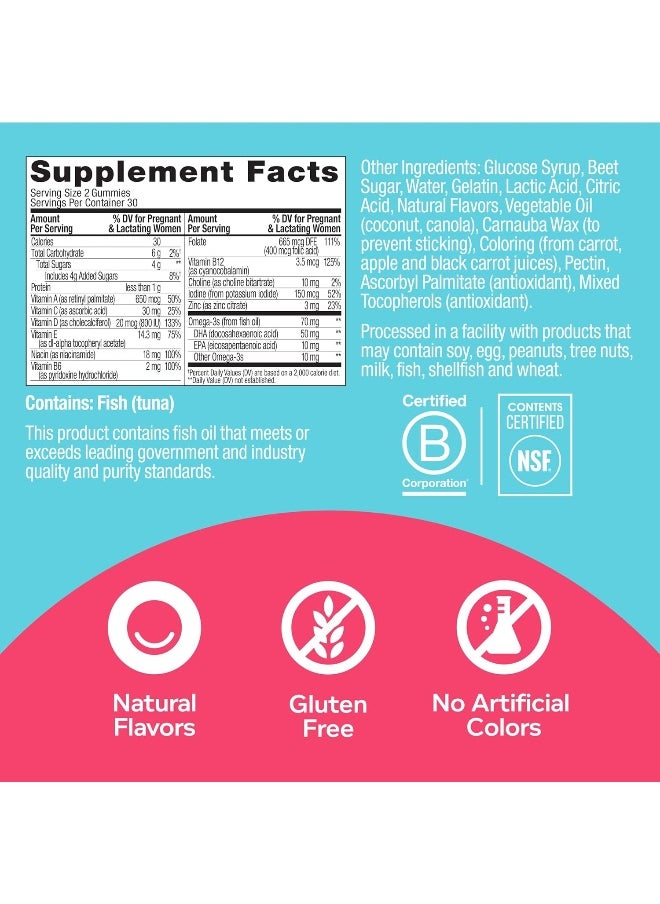 The Essential Prenatal Gummy Multivitamin, 30 Day Supply (Gummies), Sweet, Folic Acid, Vitamin D, Omega 3 Dha, Chewable Supplement, White Citrus, 60 Count (Pack Of 1)