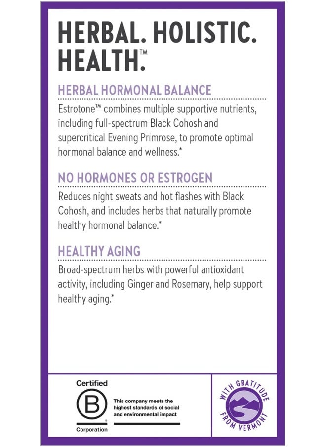 Menopause Supplement Estrotone With Evening Primrose Oil + Black Cohosh For Hormone Health Vegetarian Capsule, 60 Count