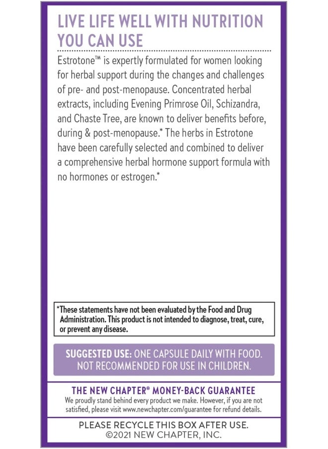 Menopause Supplement Estrotone With Evening Primrose Oil + Black Cohosh For Hormone Health Vegetarian Capsule, 60 Count