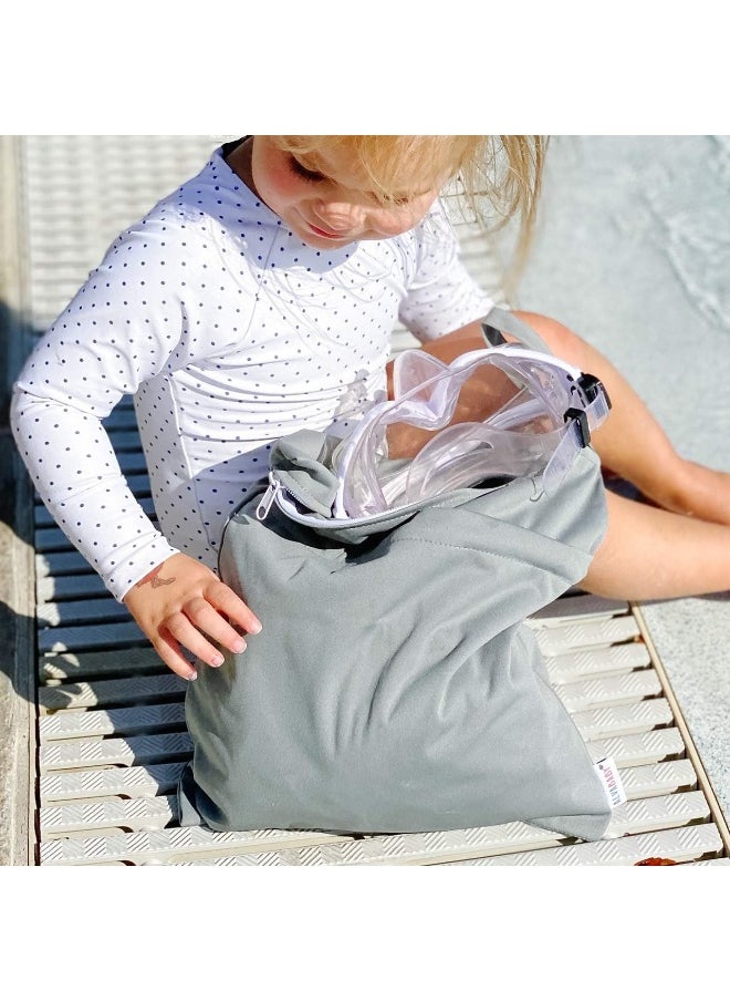 ALVABABY 2pcs Cloth Diaper Wet Dry Bags Waterproof Reusable with Two Zippered Pockets Travel Beach Pool Daycare Soiled Baby Items Yoga Gym Bag for Swimsuits or Wet Clothes