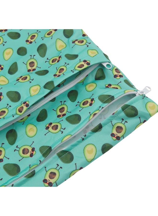 ALVABABY 2pcs Cloth Diaper Wet Dry Bags Waterproof Reusable with Two Zippered Pockets Travel Beach Pool Daycare Soiled Baby Items Yoga Gym Bag for Swimsuits or Wet Clothes