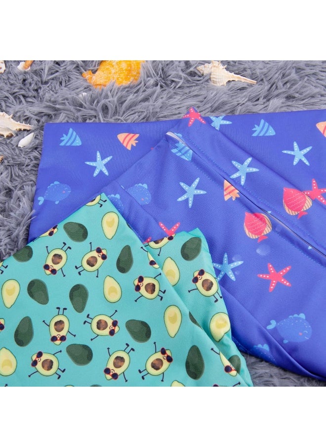 ALVABABY 2pcs Cloth Diaper Wet Dry Bags Waterproof Reusable with Two Zippered Pockets Travel Beach Pool Daycare Soiled Baby Items Yoga Gym Bag for Swimsuits or Wet Clothes