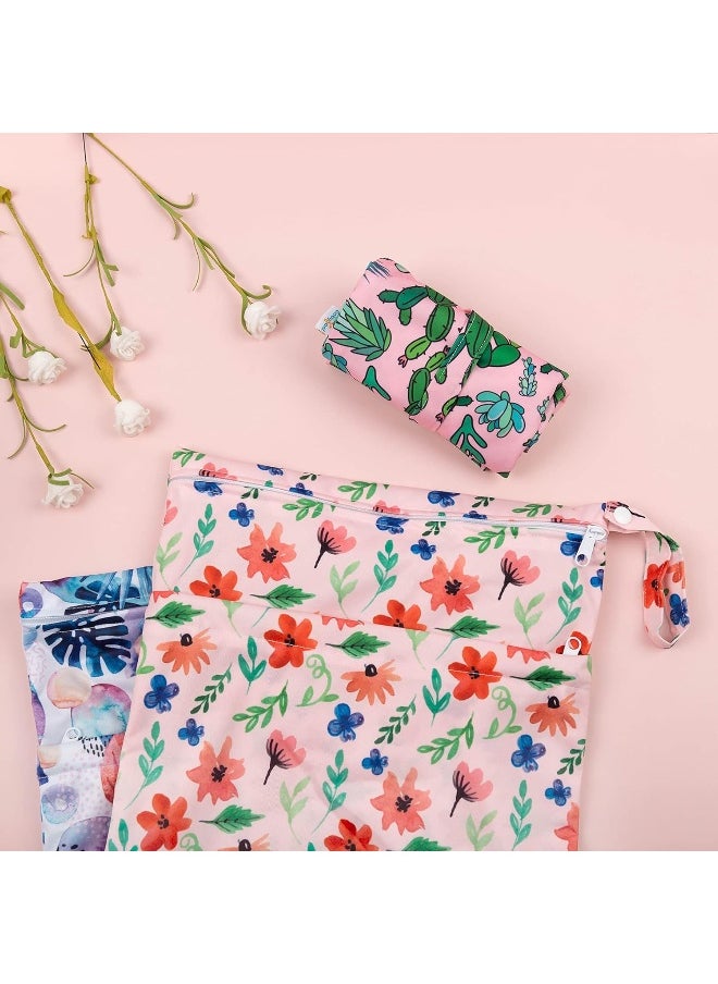 babygoal Wet Dry Bags for Baby Cloth Diapers, Washable Travel Bags, Beach, Pool, Gym Bag for Swimsuits & Wet Clothes with Two Zippered Pockets 3 Pack