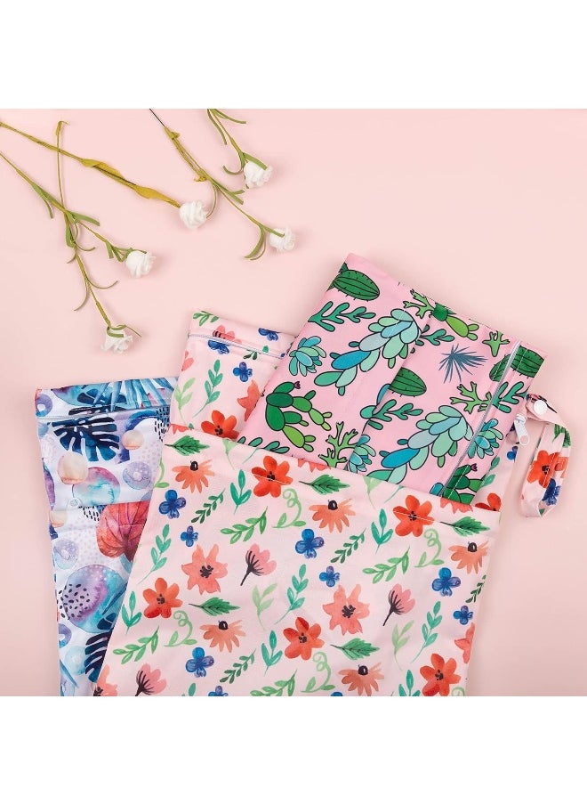babygoal Wet Dry Bags for Baby Cloth Diapers, Washable Travel Bags, Beach, Pool, Gym Bag for Swimsuits & Wet Clothes with Two Zippered Pockets 3 Pack