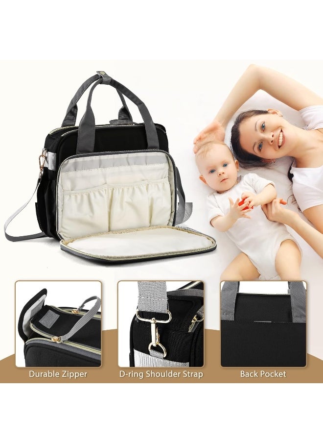 GOGOSO Crossbody Small Diaper Bag, Cute Mini Baby Diaper Tote Bags with Insulated Pockets for Traveling Outdoor Parent, Black
