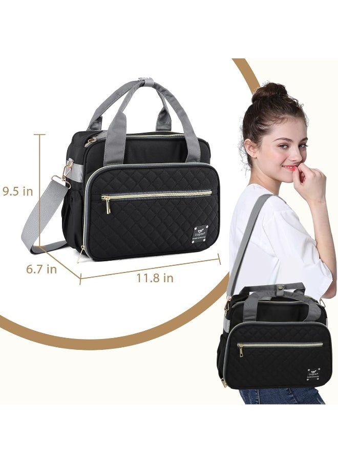 GOGOSO Crossbody Small Diaper Bag, Cute Mini Baby Diaper Tote Bags with Insulated Pockets for Traveling Outdoor Parent, Black