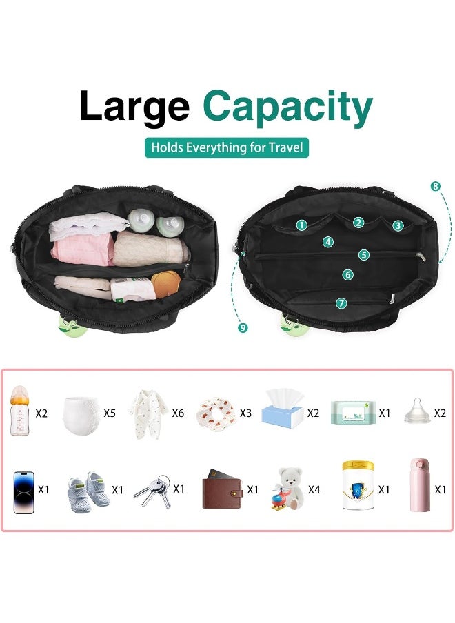 KUBYA Diaper Bag Tote, Baby Diaper Tote Bags Crossbody Hospital Bag Travel Large Mommy Bag, with Silicone Pacifier Case