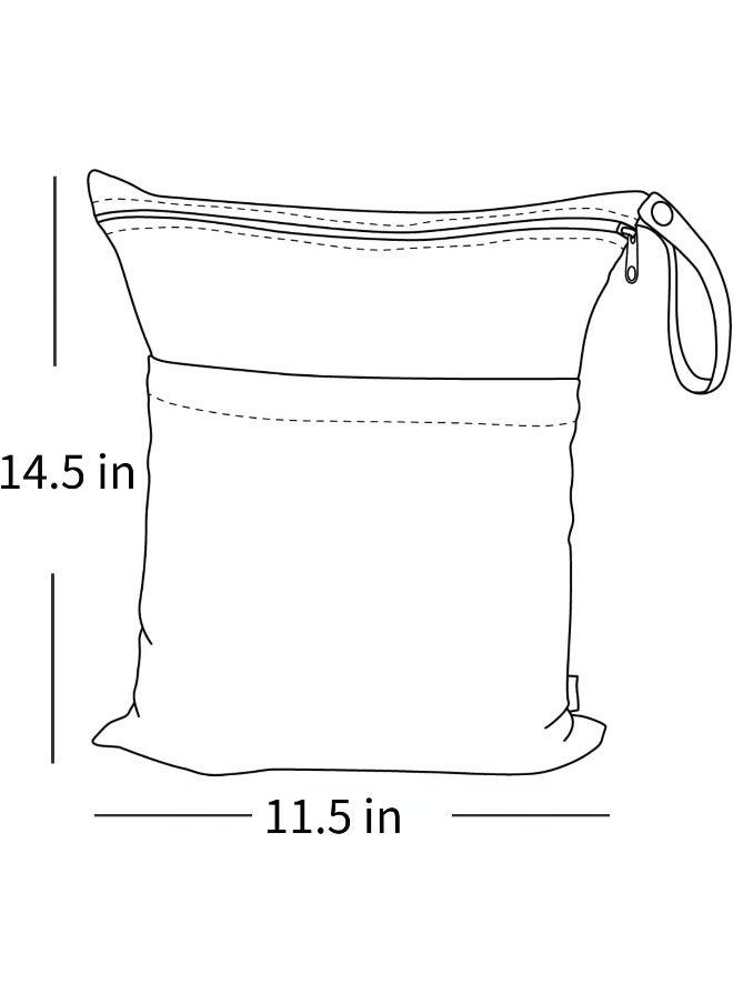 ALVABABY 2pcs Cloth Diaper Wet Dry Bags Waterproof Reusable with Two Zippered Pockets Travel Beach Pool Daycare Soiled Baby Items Yoga Gym Bag for Swimsuits or Wet Clothes