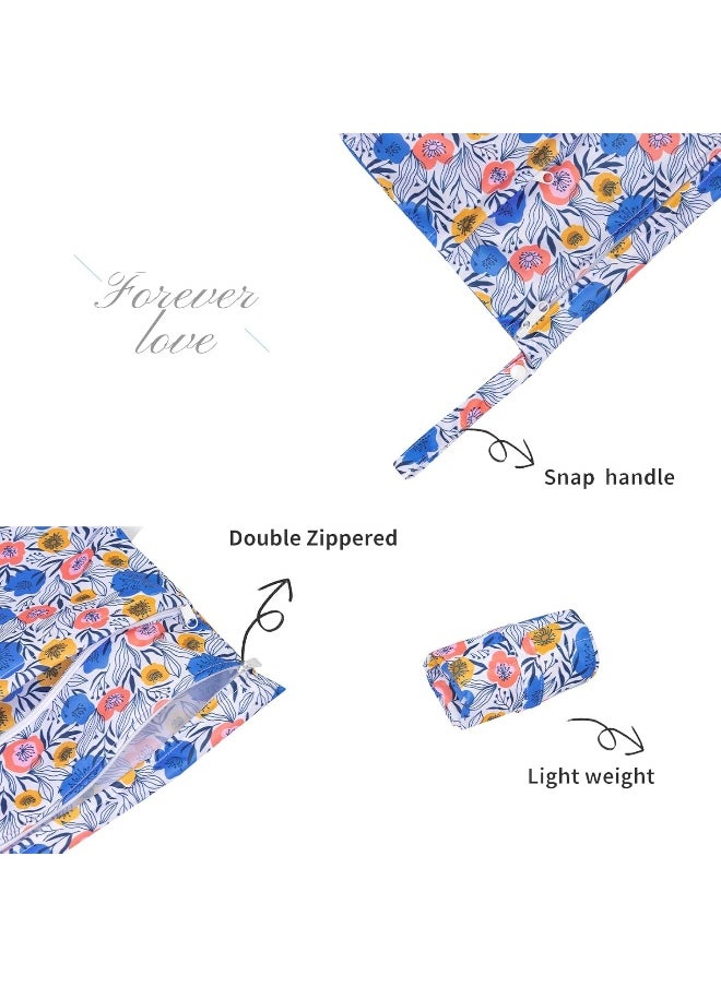 ALVABABY 2pcs Cloth Diaper Wet Dry Bags Waterproof Reusable with Two Zippered Pockets Travel Beach Pool Daycare Soiled Baby Items Yoga Gym Bag for Swimsuits or Wet Clothes