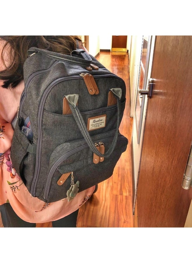 RUVALINO Baby Changing Bag with Pacifier Bag, Multifunction Baby Diaper Bag Travel Back Pack with Changing Mat for Mom and Dad