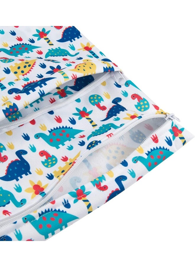 ALVABABY 2pcs Cloth Diaper Wet/Dry Bags|Waterproof Reusable with Two Zippered Pockets|Travel, Beach, Pool, Daycare, Soiled Baby Items,Yoga，Gym Bag or Wet Cloth Bag