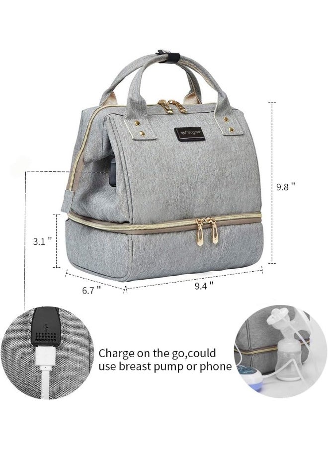 GOGOSO Breast Pump Bag - Mini Pump Backpack with Pockets for Cooler Bag Built-in USB Charging Pot for Phone Mother Diaper Pump Bags for Working Mothers