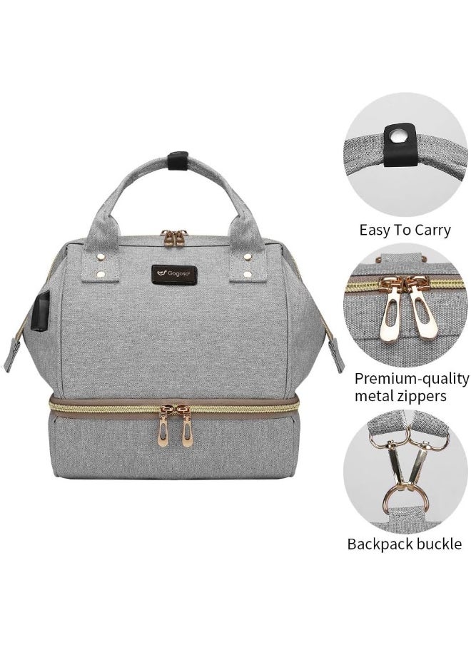 GOGOSO Breast Pump Bag - Mini Pump Backpack with Pockets for Cooler Bag Built-in USB Charging Pot for Phone Mother Diaper Pump Bags for Working Mothers