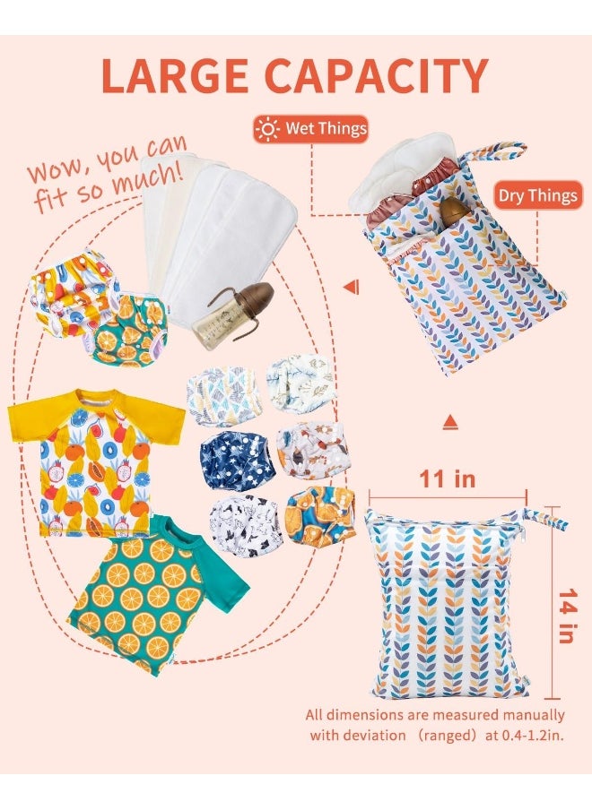 Babygoal Wet Dry Bags for Baby Cloth Diapers, Washable Travel Bags, Beach, Pool, Gym Bag for Swimsuits & Wet Clothes with Two Zippered Pockets