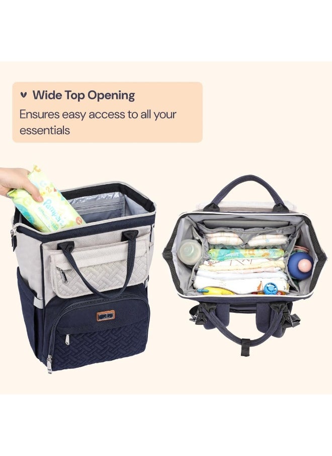 BabbleRoo Diaper Bag Backpack, Multifunction Large Bags with Changing Pad & Stroller Straps Pacifier Case, Unisex Stylish Travel Back Pack Nappy for Moms Dads