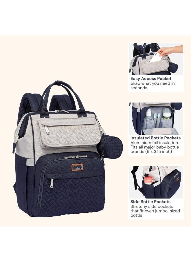 BabbleRoo Diaper Bag Backpack, Multifunction Large Bags with Changing Pad & Stroller Straps Pacifier Case, Unisex Stylish Travel Back Pack Nappy for Moms Dads
